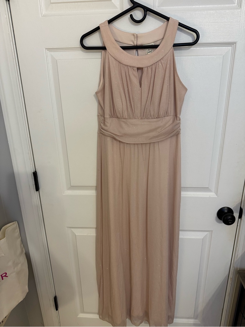 Enfocus Studio Blush Champagne sparkle Maxi Dress